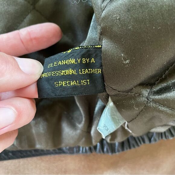 Port Authority Men’s Dark Brown Leather Bomber Jacket Size L with Java Logo - Picture 10 of 12